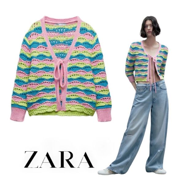 ZARA | Multicolored | STRIPED KNIT CARDIGAN - Picture 1 of 10